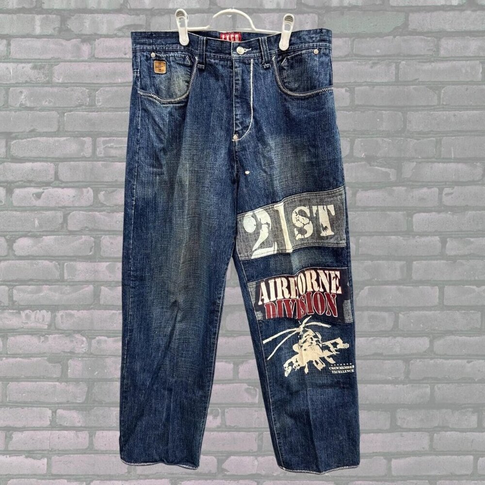[SOLD] RARE Y2K EXCO Relaxed Baggy Printed Jeans Size 34 (34x33)